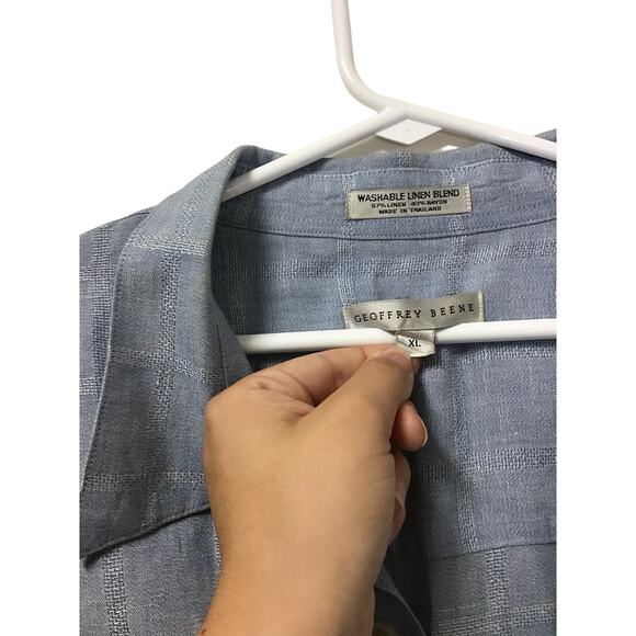 Geoffrey Beene Blue‎ Linen Button-up Shirt Men's Size XL - Picture 3 of 4